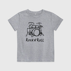 Детская футболка Барабанная установка - рок н ролл