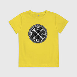 Футболка хлопковая детская Компас из рун вегвизир, цвет: желтый