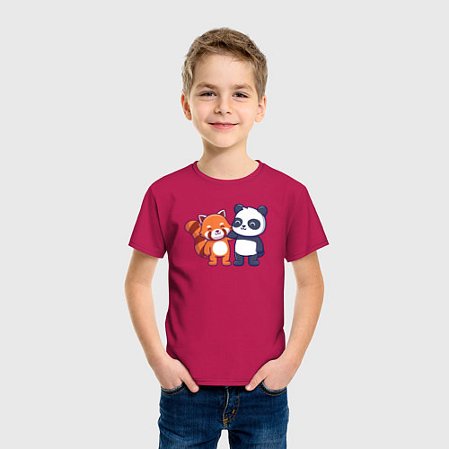 Детская футболка Милые панды / Маджента – фото 3