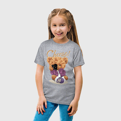 Детская футболка Плюшевый медвежонок фотограф / Меланж – фото 4