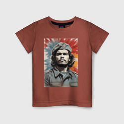 Футболка хлопковая детская Портрет Че Гевара, цвет: кирпичный