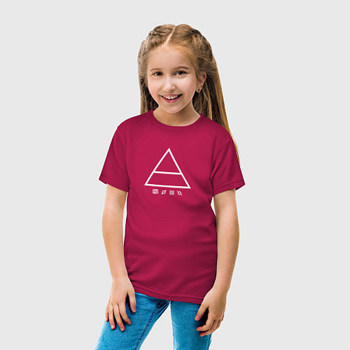 Детская футболка 30 Seconds to mars логотип треугольник / Маджента – фото 4