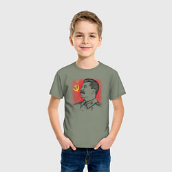 Футболка хлопковая детская Профиль Сталина СССР, цвет: авокадо — фото 2