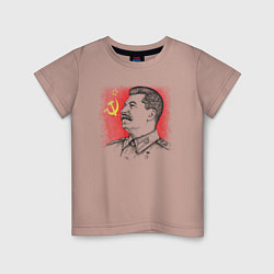 Футболка хлопковая детская Профиль Сталина СССР, цвет: пыльно-розовый