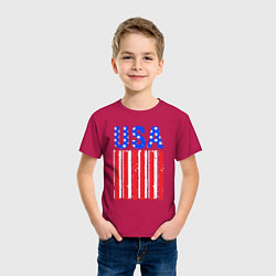 Футболка хлопковая детская America flag, цвет: маджента — фото 2