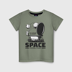 Футболка хлопковая детская Космическая экспедиция лунохода, цвет: авокадо