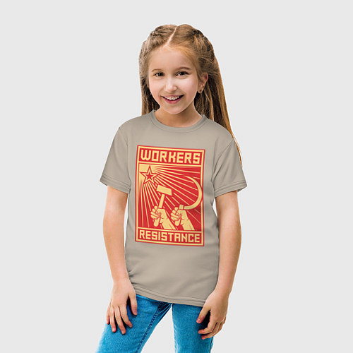 Детская футболка Сопротивление рабочих / Миндальный – фото 4