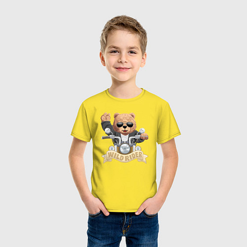 Детская футболка Плюшевый медвежонок байкер / Желтый – фото 3