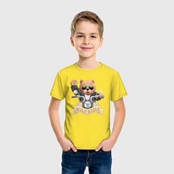 Футболка хлопковая детская Плюшевый медвежонок байкер, цвет: желтый — фото 2
