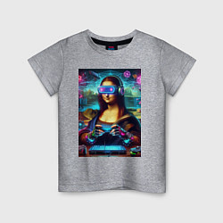 Детская футболка Mona Lisa is an avid gamer - cyberpunk