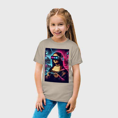 Детская футболка Mona Lisa is an avid gamer - fantasy / Миндальный – фото 4