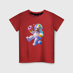 Футболка хлопковая детская Гомер Симпсон в открытом космосе, цвет: красный