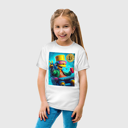 Детская футболка Барт Симпсон владелец биткоина / Белый – фото 4
