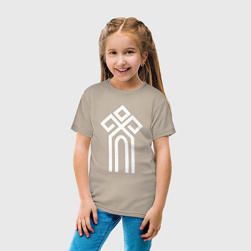 Детская футболка Символ славянский чур / Миндальный – фото 4