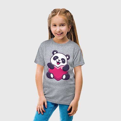 Детская футболка Сердце панды / Меланж – фото 4