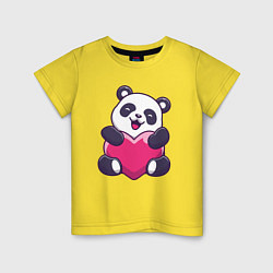 Футболка хлопковая детская Сердце панды, цвет: желтый