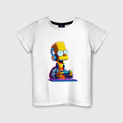 Футболка хлопковая детская Bart is an avid gamer, цвет: белый