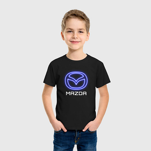 Детская футболка Mazda neon / Черный – фото 3