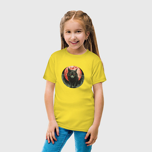 Детская футболка Злой волк в кровавом закате / Желтый – фото 4