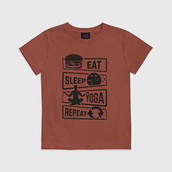 Футболка хлопковая детская Eat sleep yoga repeat, цвет: кирпичный