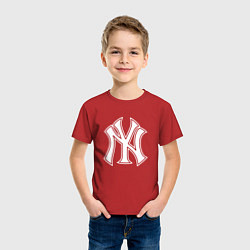 Футболка хлопковая детская New York yankees - baseball logo, цвет: красный — фото 2