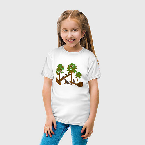 Детская футболка Медведи в сосновом лесу / Белый – фото 4