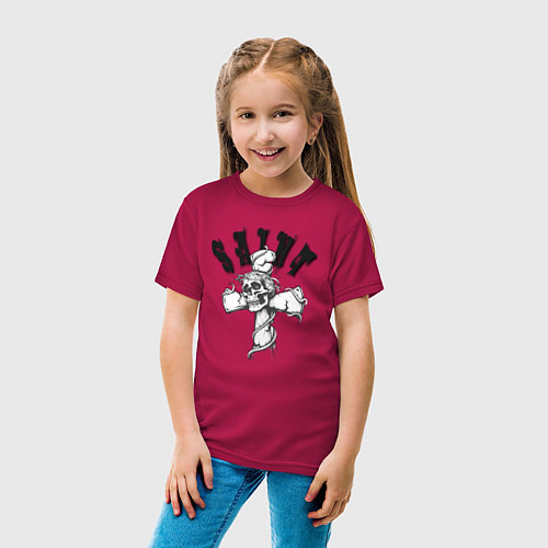 Детская футболка Череп на кресте / Маджента – фото 4