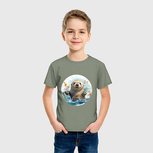 Детская футболка Счастливая выдра / Авокадо – фото 3