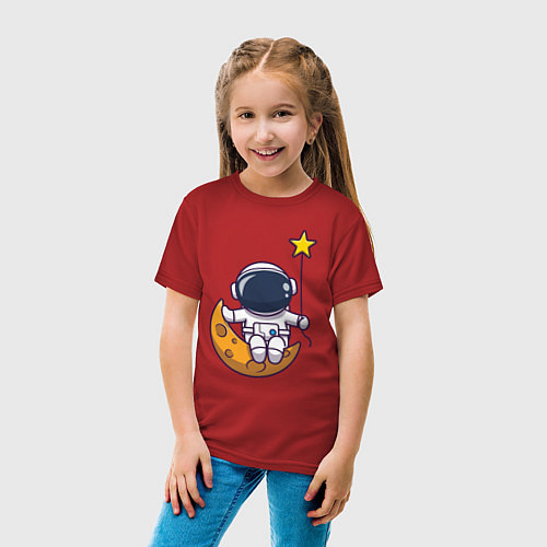 Детская футболка Звёздный космонавт / Красный – фото 4