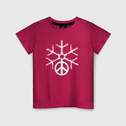 Футболка хлопковая детская Peace snow, цвет: маджента