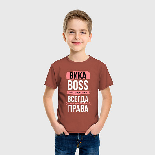 Детская футболка Босс Вика - всегда права / Кирпичный – фото 3