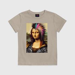 Футболка хлопковая детская Mona Lisa - punks not dead, цвет: миндальный