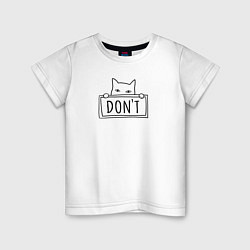 Футболка хлопковая детская Котик dont black, цвет: белый