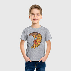 Футболка хлопковая детская Пицца серфер, цвет: меланж — фото 2