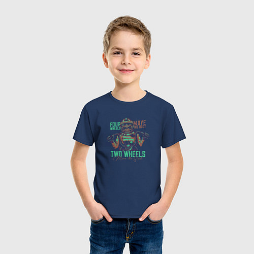 Детская футболка Два колеса / Тёмно-синий – фото 3