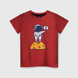 Футболка хлопковая детская Космонавтик на луне, цвет: красный