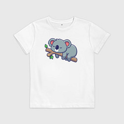 Футболка хлопковая детская Коала на ветке, цвет: белый