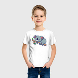 Футболка хлопковая детская Коала на ветке, цвет: белый — фото 2