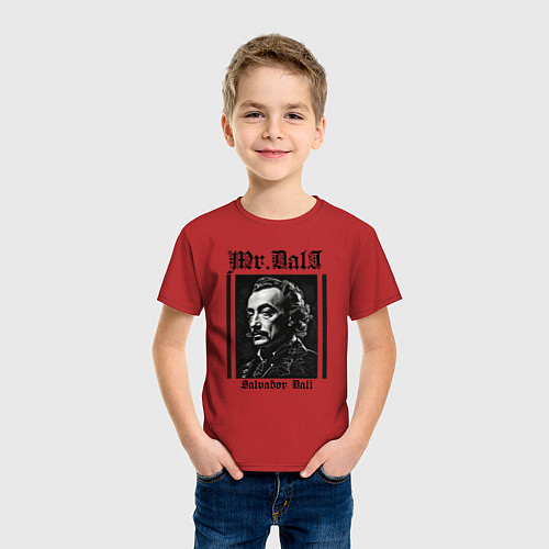 Детская футболка Сальвадор Дали серьёзный / Красный – фото 3