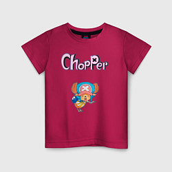 Футболка хлопковая детская Чоппер доктор из аниме ван пис, цвет: маджента