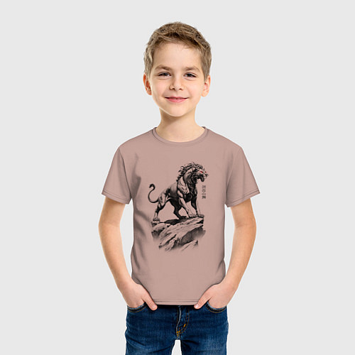 Детская футболка Смилодон саблезубый тигр / Пыльно-розовый – фото 3