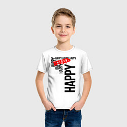 Футболка хлопковая детская Будь happy, цвет: белый — фото 2