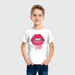 Футболка хлопковая детская I love you lips, цвет: белый — фото 2