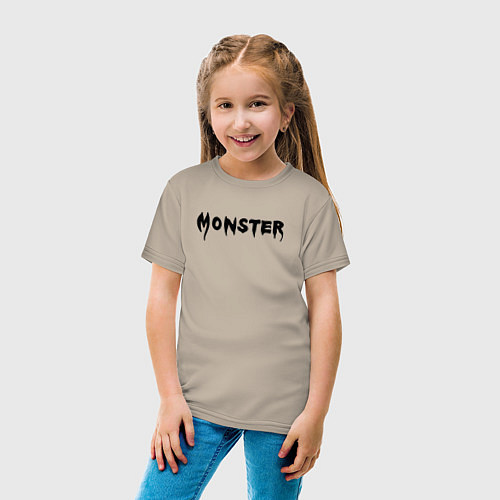 Детская футболка Monster black / Миндальный – фото 4