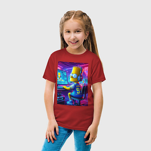 Детская футболка Bart Simpson - esports / Красный – фото 4
