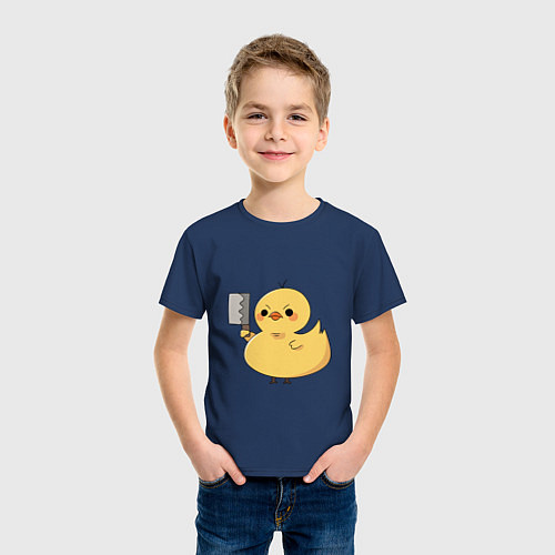 Детская футболка Утёнок с ножиком / Тёмно-синий – фото 3