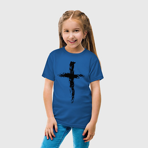 Детская футболка Крест волнистый графика / Синий – фото 4