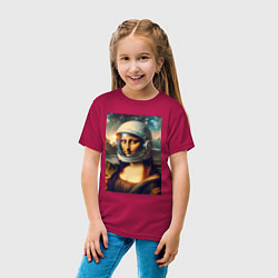 Футболка хлопковая детская Mona Lisa astronaut - neural network, цвет: маджента — фото 2