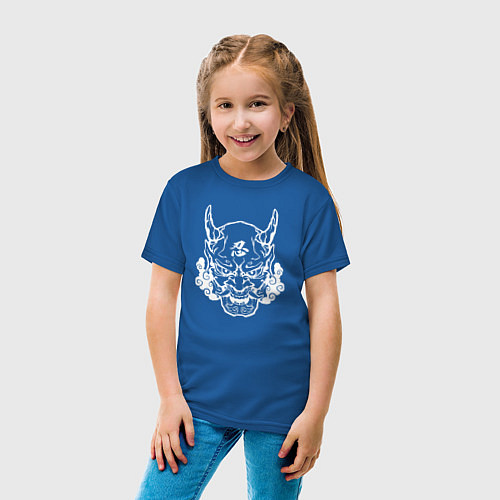 Детская футболка Меченный череп ёкая / Синий – фото 4