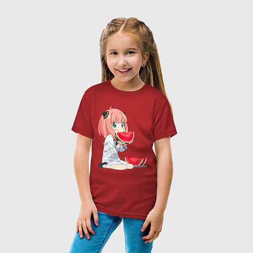 Детская футболка Аня ест арбуз, аниме семья шпиона / Красный – фото 4